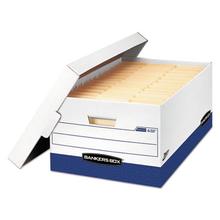 PRESTO Heavy-Duty Storage Boxes, Legal Files, 16" x 10.38", White/Blue, 12/Carton