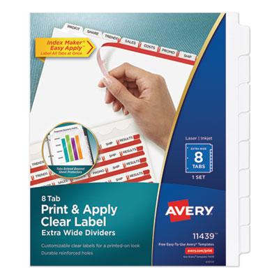 View larger image of Print and Apply Index Maker Clear Label Dividers, 8 White Tabs, Letter