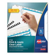 Print and Apply Index Maker Clear Label Unpunched Dividers, 5-Tab, 11 x 8.5, White, 5 Sets