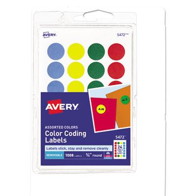 View larger image of Printable Self-Adhesive Removable Color-Coding Labels, 0.75" dia, Assorted Colors, 24/Sheet, 42 Sheets/Pack, (5472)