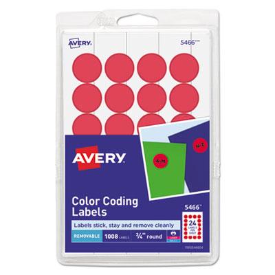 View larger image of Printable Self-Adhesive Removable Color-Coding Labels, 0.75" dia, Red, 24/Sheet, 42 Sheets/Pack, (5466)