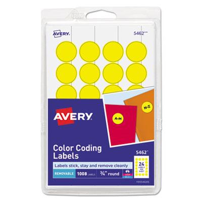 View larger image of Printable Self-Adhesive Removable Color-Coding Labels, 0.75" dia, Yellow, 24/Sheet, 42 Sheets/Pack, (5462)