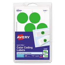 Printable Self-Adhesive Removable Color-Coding Labels, 1.25" dia, Neon Green, 8/Sheet, 50 Sheets/Pack, (5498)