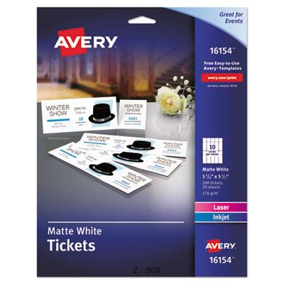 View larger image of Printable Tickets w/Tear-Away Stubs, 97 Bright, 65lb, 8.5 x 11, White, 10 Tickets/Sheet, 20 Sheets/Pack