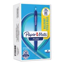 Profile Ballpoint Pen, Retractable, Bold 1.4 mm, Blue Ink, Translucent Blue Barrel, 36/Pack