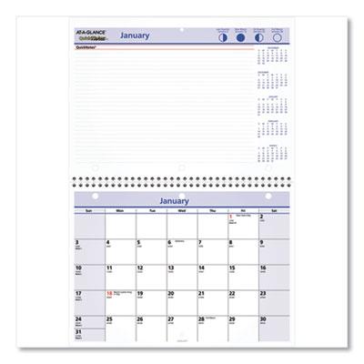 View larger image of QuickNotes Desk/Wall Calendar, 3-Hole Punched, 11 x 8, White/Blue/Yellow Sheets, 12-Month (Jan to Dec): 2023