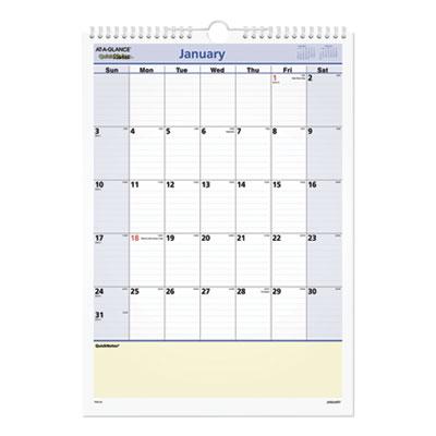 View larger image of QuickNotes Wall Calendar, 12 x 17, White/Blue/Yellow Sheets, 12-Month (Jan to Dec): 2024