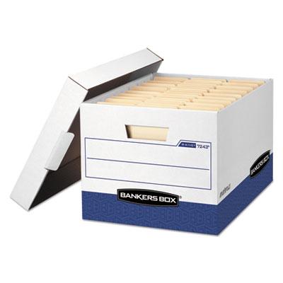 View larger image of R-KIVE Heavy-Duty Storage Boxes, Letter/Legal Files, 12.75" x 16.5" x 10.38", White/Blue, 12/Carton