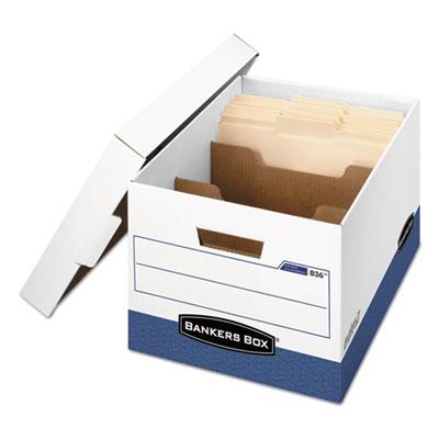 View larger image of R-KIVE Heavy-Duty Storage Boxes with Dividers, Letter/Legal Files, 12.75" x 16.5" x 10.38", White/Blue, 12/Carton