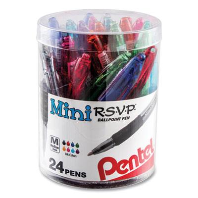 View larger image of R.S.V.P. Mini Stick Ballpoint Pen, Medium 1mm, Assorted Ink/Barrel, 24/Pack