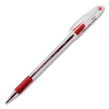 R.S.V.P. Stick Ballpoint Pen, Fine 0.7mm, Red Ink, Clear/Red Barrel, Dozen
