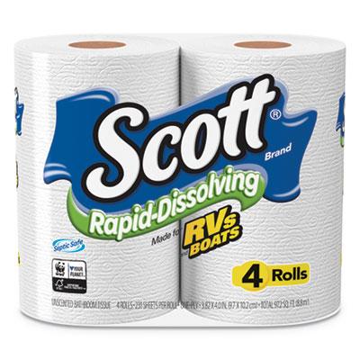 View larger image of Rapid-Dissolving Toilet Paper, Bath Tissue, Septic Safe, 1-Ply, White, 231 Sheets/Roll, 4/Rolls/Pack, 12 Packs/Carton