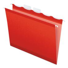 Ready-Tab Colored Reinforced Hanging Folders, Letter Size, 1/5-Cut Tabs, Red, 25/Box
