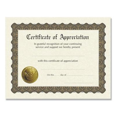 View larger image of Ready-To-Use Certificates, Appreciation, 11 X 8.5, Ivory/brown/gold Colors With Brown Border, 6/pack