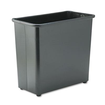 View larger image of Square and Rectangular Wastebasket, 27.5 qt, Steel, Black