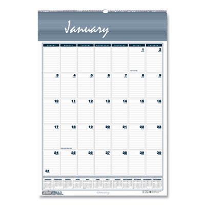 View larger image of Bar Harbor Recycled Wirebound Monthly Wall Calendar, 12 x 17, White/Blue/Gray Sheets, 12-Month (Jan-Dec): 2024
