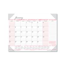 Recycled Monthly Desk Pad Calendar, Breast Cancer Awareness Artwork, 22 x 17, Black Binding/Corners,12-Month (Jan-Dec): 2024