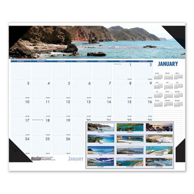 View larger image of Earthscapes Recycled Monthly Desk Pad Calendar, Coastlines Photos, 18.5 x 13, Black Binding/Corners,12-Month (Jan-Dec): 2024