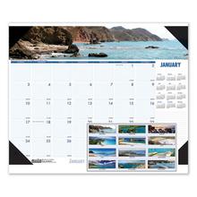 Earthscapes Recycled Monthly Desk Pad Calendar, Coastlines Photos, 18.5 x 13, Black Binding/Corners,12-Month (Jan-Dec): 2024