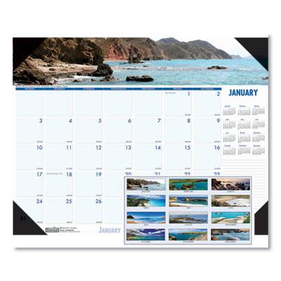 View larger image of Earthscapes Recycled Monthly Desk Pad Calendar, Coastlines Photos, 22 x 17, Black Binding/Corners,12-Month (Jan-Dec): 2024