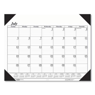 View larger image of Recycled Economy Academic Desk Pad Calendar, 22 x 17, White/Black Sheets, Black Binding/Corners,14-Month(July-Aug): 2023-2024