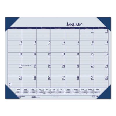 View larger image of EcoTones Recycled Monthly Desk Pad Calendar, 18.5 x 13, Ocean Blue Sheets/Corners, Black Binding, 12-Month (Jan to Dec): 2024