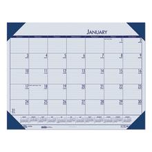 EcoTones Recycled Monthly Desk Pad Calendar, 22 x 17, Ocean Blue Sheets/Corners, Black Binding, 12-Month (Jan-Dec): 2024