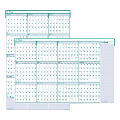 View larger image of Express Track Recycled Reversible/Erasable Yearly Wall Calendar, 24 x 37, White/Teal Sheets, 12-Month (Jan to Dec): 2024