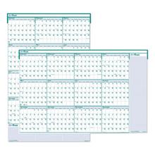 Express Track Recycled Reversible/Erasable Yearly Wall Calendar, 24 x 37, White/Teal Sheets, 12-Month (Jan to Dec): 2024