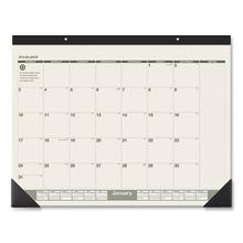 Recycled Monthly Desk Pad, 22 x 17, Sand/Green Sheets, Black Binding, Black Corners, 12-Month (Jan to Dec): 2024