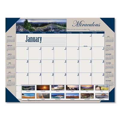 View larger image of Earthscapes Recycled Monthly Desk Pad Calendar, Motivational Photos, 22 x 17, Blue Binding/Corners, 12-Month (Jan-Dec): 2024