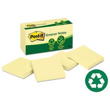 Recycled Note Pads, 3 x 3, Canary Yellow, 100-Sheet, 12/Pack