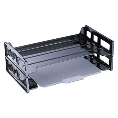 View larger image of Recycled Plastic Side Load Desk Trays, 2 Sections, Legal Size Files, 16.25" x 9" x 2.75", Black