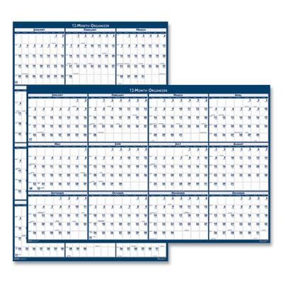 View larger image of Recycled Poster Style Reversible/Erasable Yearly Wall Calendar, 24 x 37, White/Blue/Gray Sheets, 12-Month (Jan to Dec): 2024