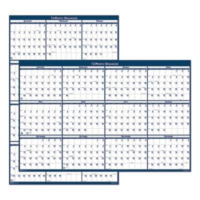 View larger image of Recycled Poster Style Reversible/Erasable Yearly Wall Calendar, 32 x 48, White/Blue/Gray Sheets, 12-Month (Jan to Dec): 2024