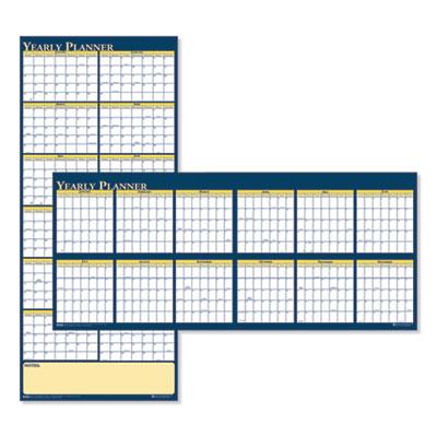 View larger image of Recycled Reversible Yearly Wall Planner, 60 x 26, White/Blue/Yellow Sheets, 12-Month (Jan to Dec): 2024