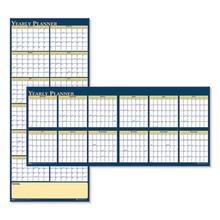 Recycled Reversible Yearly Wall Planner, 60 x 26, White/Blue/Yellow Sheets, 12-Month (Jan to Dec): 2024