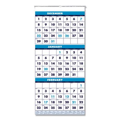 View larger image of Recycled Three-Month Format Wall Calendar, Vertical Orientation, 12.25 x 26, White Sheets, 14-Month (Dec-Jan): 2023-2025
