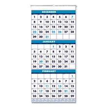 Recycled Three-Month Format Wall Calendar, Vertical Orientation, 12.25 x 26, White Sheets, 14-Month (Dec-Jan): 2023-2025