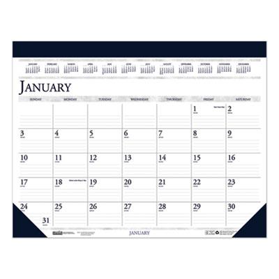 View larger image of Recycled Two-Color Perforated Monthly Desk Pad Calendar, 18.5 x 13, Blue Binding/Corners, 12-Month (Jan-Dec): 2024