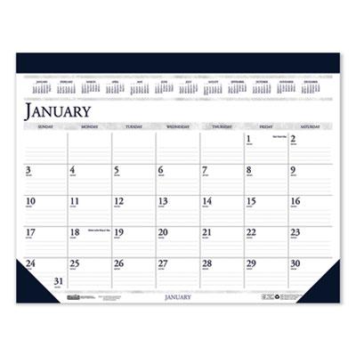 View larger image of Recycled Two-Color Perforated Monthly Desk Pad Calendar, 22 x 17, Blue Binding/Corners, 12-Month (Jan-Dec): 2024