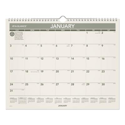View larger image of Recycled Wall Calendar, Unruled Blocks, 15 x 12, Sand/Green Sheets, 12-Month (Jan to Dec): 2024