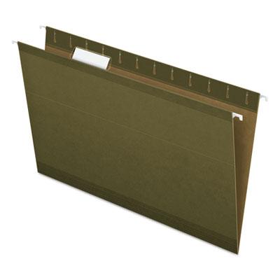 View larger image of Reinforced Hanging File Folders with Printable Tab Inserts, Legal Size, 1/5-Cut Tabs, Standard Green, 25/Box