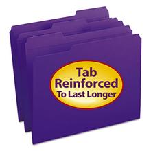 Reinforced Top Tab Colored File Folders, 1/3-Cut Tabs, Letter Size, Purple, 100/Box