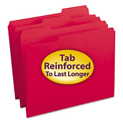 View larger image of Reinforced Top Tab Colored File Folders, 1/3-Cut Tabs, Letter Size, Red, 100/Box