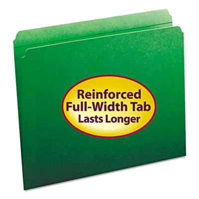 View larger image of Reinforced Top Tab Colored File Folders, Straight Tab, Letter Size, Green, 100/Box