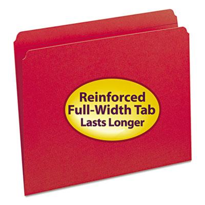 View larger image of Reinforced Top Tab Colored File Folders, Straight Tab, Letter Size, Red, 100/Box
