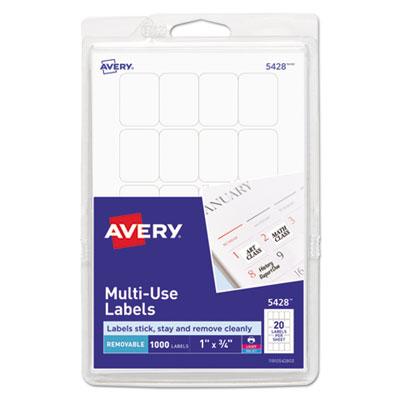 View larger image of Removable Multi-Use Labels, Inkjet/Laser Printers, 1 x 0.75, White, 20/Sheet, 50 Sheets/Pack, (5428)