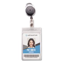 Resealable Badge Holder Combo Pack with Badge Reel, 30" Cord, Vertical, Frost 2.68" x 5" Holder, 2.38" x 3.75" Insert, 10/PK