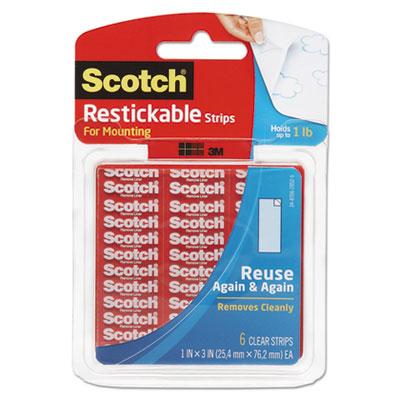 View larger image of Restickable Mounting Tabs, Removable, Holds Up To 1 Lb, 1 X 3, Clear, 6/pack